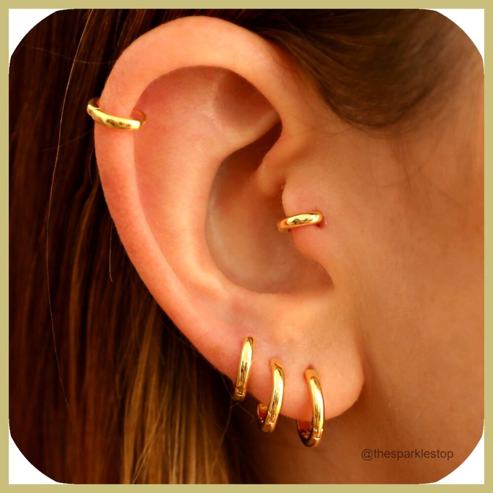 Sterling Silver Small Hoop Earrings, 14K Gold Plated, Hypoallergenic